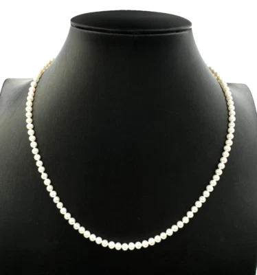 Collana di perle coltivate naturali diametro 4mm vintage '80 Made in Italy - Immagine 1 di 4