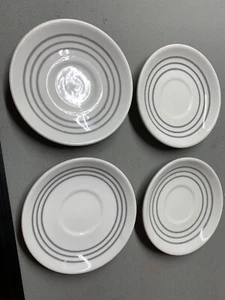 Vintage MCM ABC Sultana Tea Cup / Coffee cup saucers with Grey Stripes - Picture 1 of 3