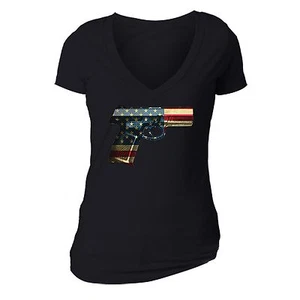 American Flag Gun 2nd Amendment 4th of July T-shirt Clothing USA Shirt Black - Picture 1 of 1