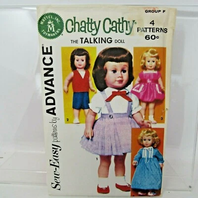 Vintage Advance Sewing Pattern Chatty Cathy Doll Group F 4 patterns Uncut FF - Image 1 of 2
