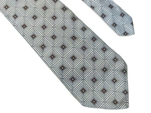 DION Collection Italian Silk Tie Blue Gray Geometric Pattern Necktie Iridescent - Picture 1 of 6