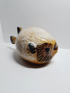 Blow Fish Ceramic Statue Brown & Beige Pier 1 Imports 8'' Long - Picture 1 of 9