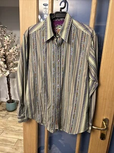 Robert Graham Shirt ~ Medium ~ Excellent Condition Floral Striped - Picture 1 of 15