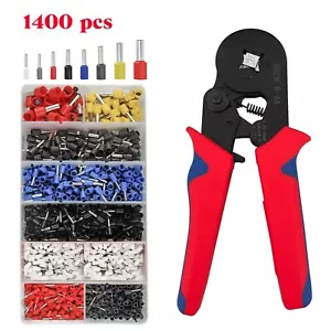 1400 teilig Set Crimpzange Aderendhülsenzange Presszange 0,25-10mm² Kabelschuhe - Bild 1 von 13