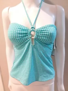 Top donna Ralph Lauren Separates taglia 6 blu a pois nuoto senza spalline NUOVO - Foto 1 di 7