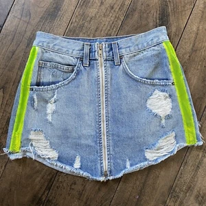 Carmar Beatrice Skirt neon see thru sides front zipper: Size 27 - Picture 1 of 8