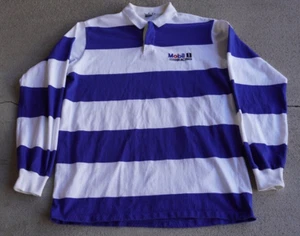 Maglia rugby vintage anni 90 Mobil 1 corsa a righe - Foto 1 di 5