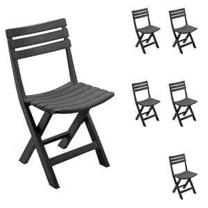 6 Stück Klappsessel Klappstuhl Campingstuhl Gartenstuhl Kunststoff Anthrazit - Bild 1 von 2
