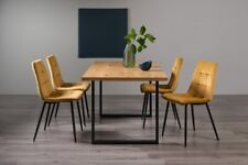 Ramsay Oak Effect 6 Seat Dining Table (U Leg) & 4 Mondrian Mustard Velvet Chairs
