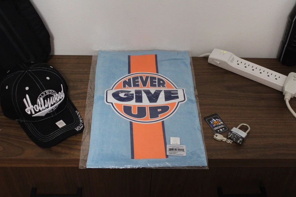 Wwe Authentic John Cena Light Blue/Orange Never Give Up Rally Towel - Image 1 of 4