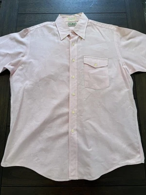 L.L.Bean Shirt Mens 15.5 Pink Oxford Button Down Short Sleeve Single Needle - Image 1 of 4
