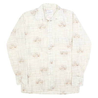 Camisa ARROW Para Hombres Estampado Crema M Mezcla Algodón Calce Clásico Informal Abotonada Foto 1 de 4