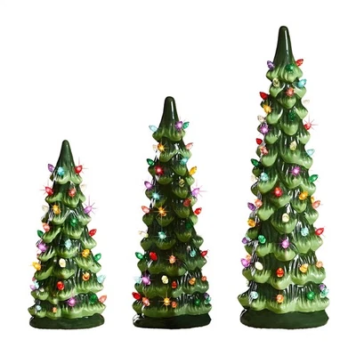 Glowing Christmas Tree Resin Figurine With Led Lights For Home Holiday Decor - Image 1 of 4