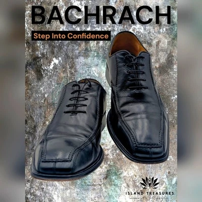 Bachrach Genuine Leather Sz 10.5 Black Dress Oxfords Derby Men Footwear Shoes - Image 1 of 4