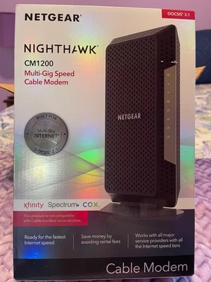 NETGEAR NIGHTHAWK CM1200-100NAS MULTI-GIG SPEED CABLE MODEM - NEW - Image 1 of 4