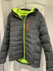 Spyder Ski Jacket, mens large, grey with floresent accents, Has a hood - Picture 1 of 3