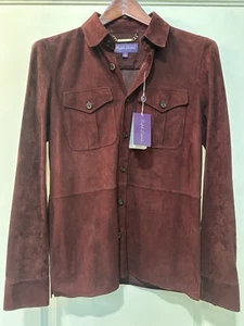 Ralph Lauren Purple Label Burgundy Suede RRL Polo Button Up. MSRP $2,495! NWT!! - Picture 1 of 16
