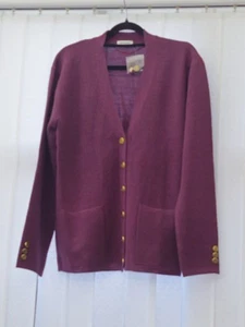Damart UK, Wool & Acrylic Cardigan, Aubergine. - Picture 1 of 3