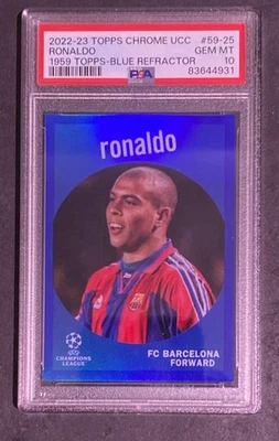 2022-23 UEFA RONALDO 21/150 Blue Refractor 1959 Topps Chrome  #59-25 PSA 10 - Image 1 of 3