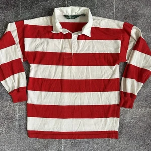 Herren Vintage 80er Hunt Club rot weiß Zuckerstange Waldo L/S Rugby Trikot Gr. S - Bild 1 von 4