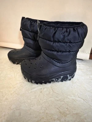 Crocs Stiefel Gr. 23/24 Schwarz Top Schneeboots gefüttert Matchboots   - Bild 1 von 4