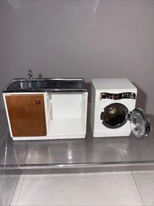 Vintage Lundby Dollhouse Laundry Room Utility Sink& Washing Machine Kitchen Sink - Picture 1 of 13