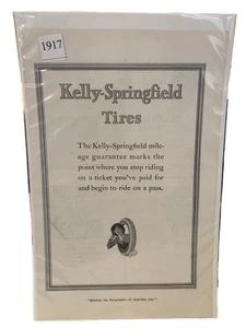 Anuncio anuncio anuncio de garantía de edad de neumáticos Kelly Springfield 1917 vintage - Imagen 1 de 3