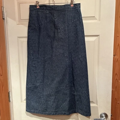 Cabelas Mujer Talla 12 Azul Oscuro Jean Falda Denim Patrón Retazos Foto 1 de 4