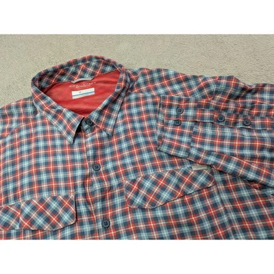 Camisa ventilada Columbia para hombre talla XL a cuadros azul rojo manga larga protección solar Foto 1 de 4