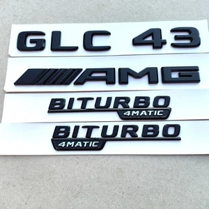 Gloss Black Rear & Side Badges For Mercedes GLC43 AMG BiTurbo 4matic W253 C253 - Picture 1 of 6