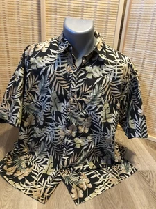 Camisa Cooke Street Hawaiana Abotonada Vintage Algodón Grande L Negra y Verde 895 - Imagen 1 de 10