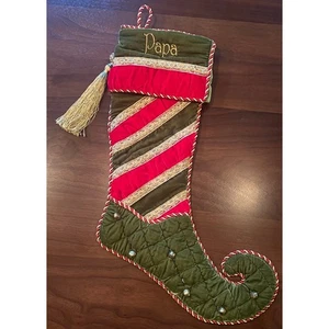 Frontgate Holiday Collection Samt Elfe Weihnachtsstrumpf "Papa" - Bild 1 von 10