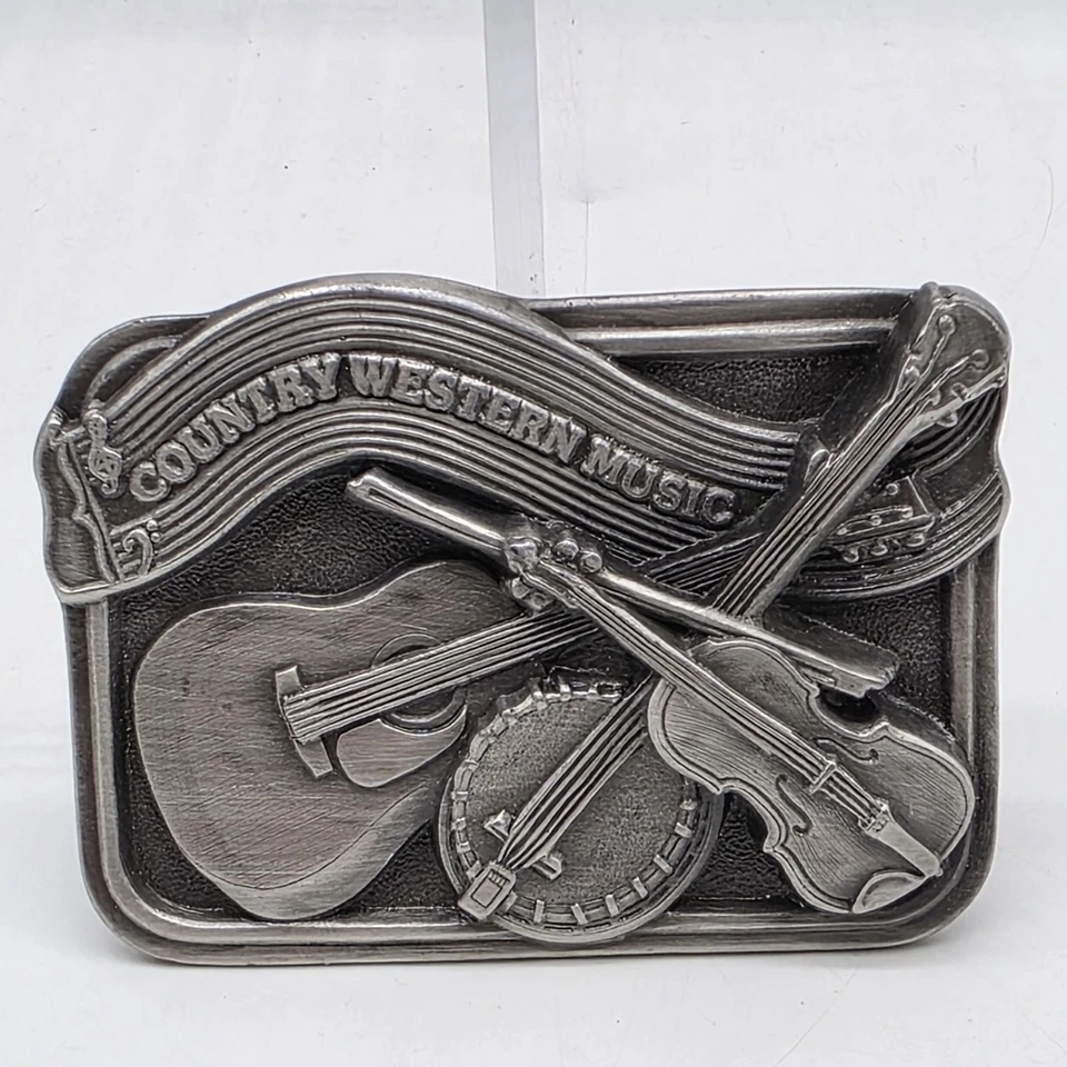 Bergamot Brass Works Country Western Music Belt Buckle Cowboy Rodeo 1984 - Image 1 of 4