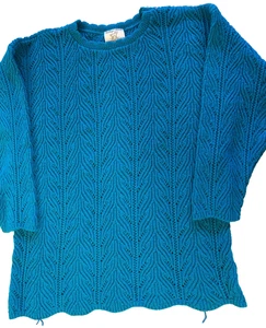 VINTAGE College Point Sweater Large Blue Knit Pullover Acrylic Made in USA - Picture 1 of 12