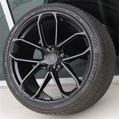 SET(4) 21x9.5/21x10 5X112 BLACK WHEELS/TIRES PKG PORSCHE MACAN S SPORT TURBO - Image 1 of 4