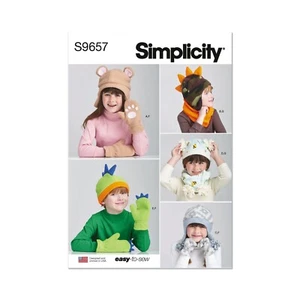 Cappelli, guanti e sciarpe con cappuccio per bambini Simplicity Easy CUCIRE PATTERN S9657 - Foto 1 di 8