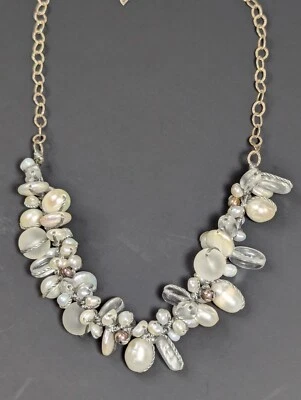"Collar de cuarzo Silpada de plata de ley 925 efervescencia perlas de agua dulce 21""" Foto 1 de 4