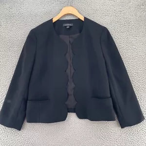 Giacca Ann Taylor donna 6 nera tasca smerlata ritagliata aperta davanti ufficio lavoro - Foto 1 di 11