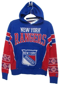 NWT New York Rangers NHL Youth S/8 LS Knit Hoodie Sweater Official License NEW - Picture 1 of 10