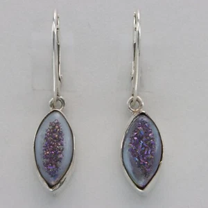 Pendientes de cuarzo ovalados DRUZY / Druse / Drusy - PLATA ESTERLINA 925 cierre de palanca #165e - Imagen 1 de 9