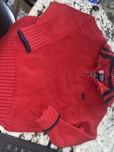 Chaps Boys Sweater Size 4 Red Pullover 1/4 Zipper Preppy Private School - Picture 1 of 2