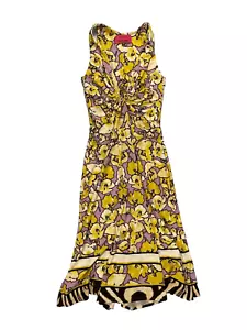 Roberto Cavalli Bright Women's Designer Yellow and Pink Midi Dress Size EU 44 - Foto 1 di 4
