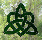 Huge CELTIC LOVEHEART TRINITY KNOT Authentic STAINED GLASS SILVER SUNCATCHER