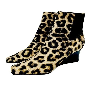 Botines de cuña con estampado de leopardo BANDOLINO talla 7,5 punta cuadrada tendencia de otoño Foto 1 de 4