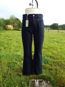 Jeans blu scuro denim flare elasticizzato Fatface taglia 14 R I/Leg 30" nuovi con etichette prezzo di listino £59 - Foto 1 di 4