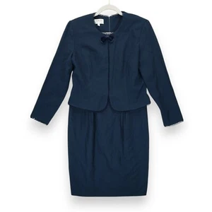 Vintage TALBOTS Womens Suit Dress Navy Wool One Piece Size 12P Petites #55088PT - Picture 1 of 7