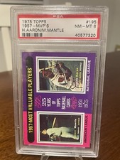 1975 Topps 1957 MVP's Hank Aaron Mickey Mantle PSA 8 NM-MT - HOFer's