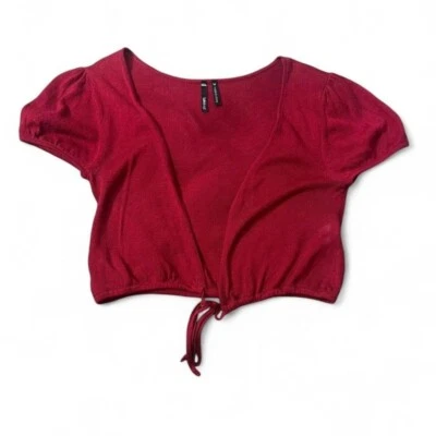 Cárdigan corto Y2K tejido ligero frente abierto/corbata Foto 1 de 4