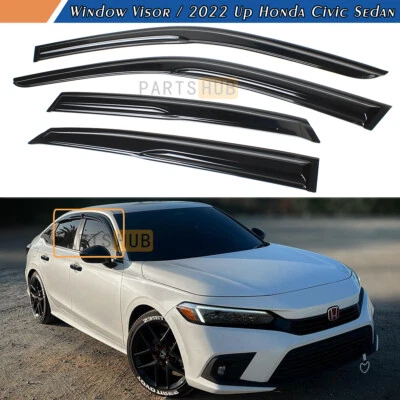 For 2022-2025 Honda Civic Sedan Mugen Style Window Visors Rain Guards Deflectors - Image 1 of 4