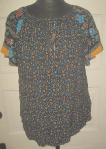 SHEIN blau Blumen Schlüssellochausschnitt Junior Bluse Shirt Oberteil Pullover XL - Bild 1 von 6